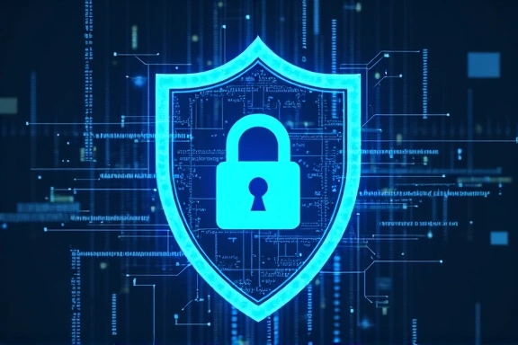 Icono de escudo digital con un candado, representando seguridad de datos